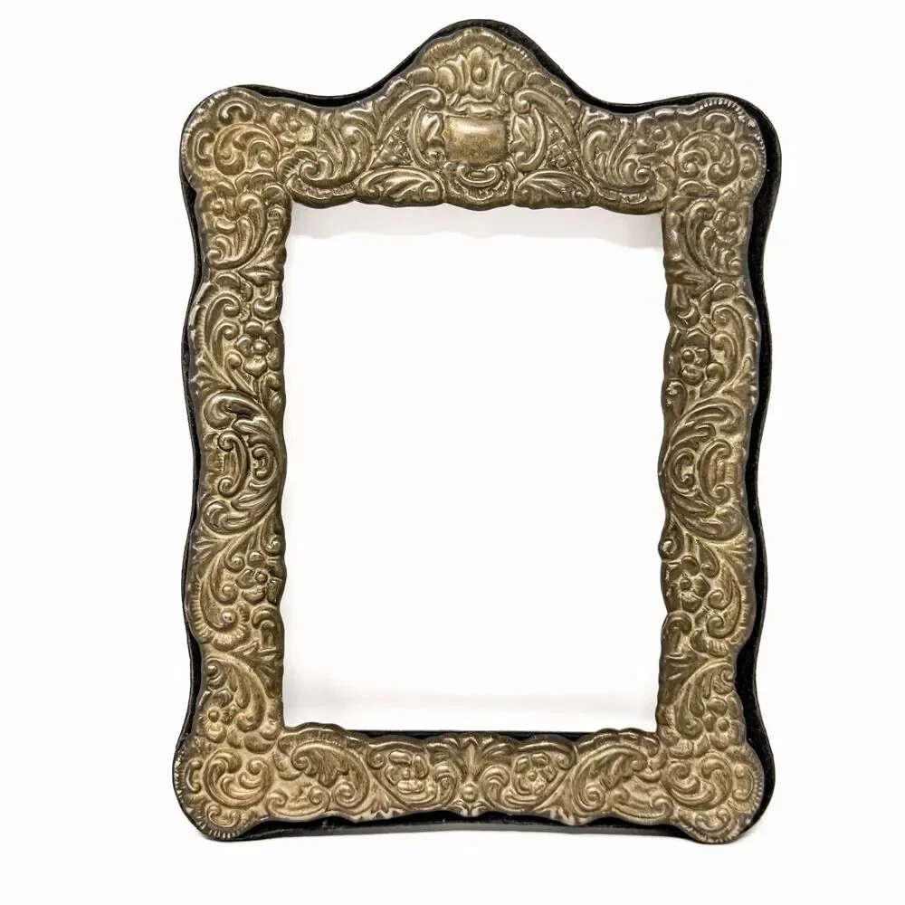 Vintage Ornate Picture Frame Antiqued Brass Bronze Patina Baroque Floral